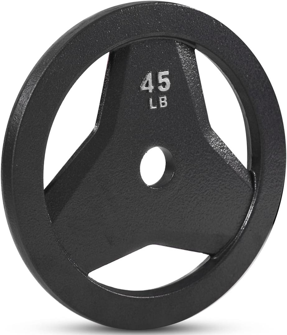 JFIT Cast Iron Olympic 2-Inch Grip Plate for Barbell, Singles or Pairs, Plates for Strength Training, Weightlifting, Bodybuilding