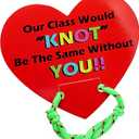 4E's Novelty 48 Pack Valentines Bracelets with Cards Our Class Will Knot Be The Same Without You - Bulk School Valentines Day Gifts for Kids from Teacher Party Favors Classroom Exchange