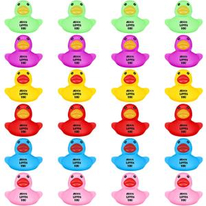 Little Rubber Ducks Figures in Bulk Mini Jesus Figures to Hide Rubber Duckies Tiny Toys Religious Bible Verse Bath Toy Gifts for Church Events(Jesus Loves You,100 Pcs)