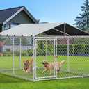 YITAHOME 7.5'x7.5' Outdoor Dog Kennel with Metal Dog Gate, Outdoor Dog Pens with Roof, Heavy Duty Dog Kennel for Backyard Farm Use