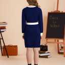 GRACE KARIN Girls Fall Long Sleeve Dresses Girl Bodycon Sweater Dress Winter Holiday Dress for Kids Size 6-14 (Blue)