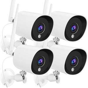4Pack Security Camera Wireless Outdoor,2k Cameras for Home Security with Night Vision,AI Motion Detection,IP66 Waterproof,Storage Cloud,24/7 Live Video,Support Alexa and Google Assistant