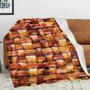 Fried Bacon 3D Funny Realistic Food Ultra-Soft Throw Blanket 80"x60" Travel All Season Bed Sofa Dorm Decor Bedding Bedroom (2 Style)