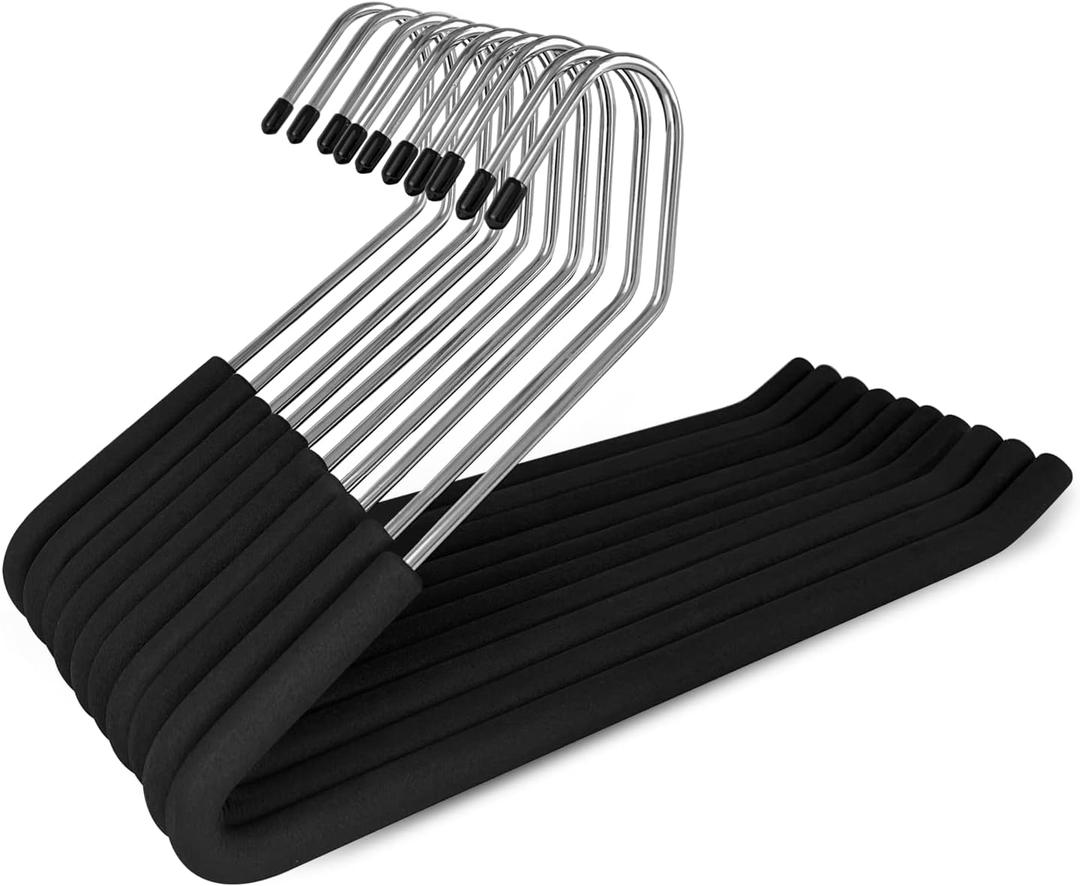 Open Ended Pants Hangers, 10 Pack Non-Slip Foam Padded Pants Hangers Space Saving Heavy Duty for Jeans, Trousers, Slacks