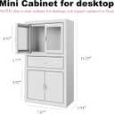 Mini Cabinet for Desk, Cute Small Locker for Girls, Metal Desktop Organizer with Drawer, Mini Cabinet for Miniature Display, Accessories Organizer for Desktop, White