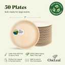 Chic Leaf 7 Inch Palm Leaf Plates, 50 Pack - Heavy Duty Compostable Disposable Appetizer Plates - Bamboo Style Round Dessert Tableware for Weddings, Parties & Picnics - Microwave Safe