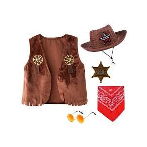 ZZIHAN Kids Cowboy Cowgirl Costume 5PCS Set for Boys Girls Role Play Dress up 3-10 Year