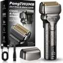 Electric Razor for Men with Pop-Up Trimmer: Rechargeable Cordless Foil Shaver for Face - Wet/Dry/Anti-Slip Waterproof Shavers with LED Display - Metal Handheld Design Light Gray