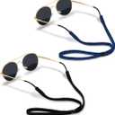 Glasses Strap (2 PCS) Sports Eyeglass Strap Adjustable Sunglasses Retainer for Men Women (2 Pack (Black,blue &Black))