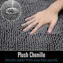LOCHAS Luxury Bathroom Rug Shaggy Bath Mat 24 x 60 Inch, Washable Non Slip Bath Rugs for Bathroom Shower, Soft Plush Chenille Absorbent Carpets Mats, Gray