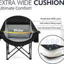 Oversized Camping Chairs for Adults - Heavy Duty Padded Outdoor Folding Lawn XL Camp Chair with Cup Holder Cooler Pockets for Outside Sports Beach Fishing Garden Portable Supports 500lbs, Black