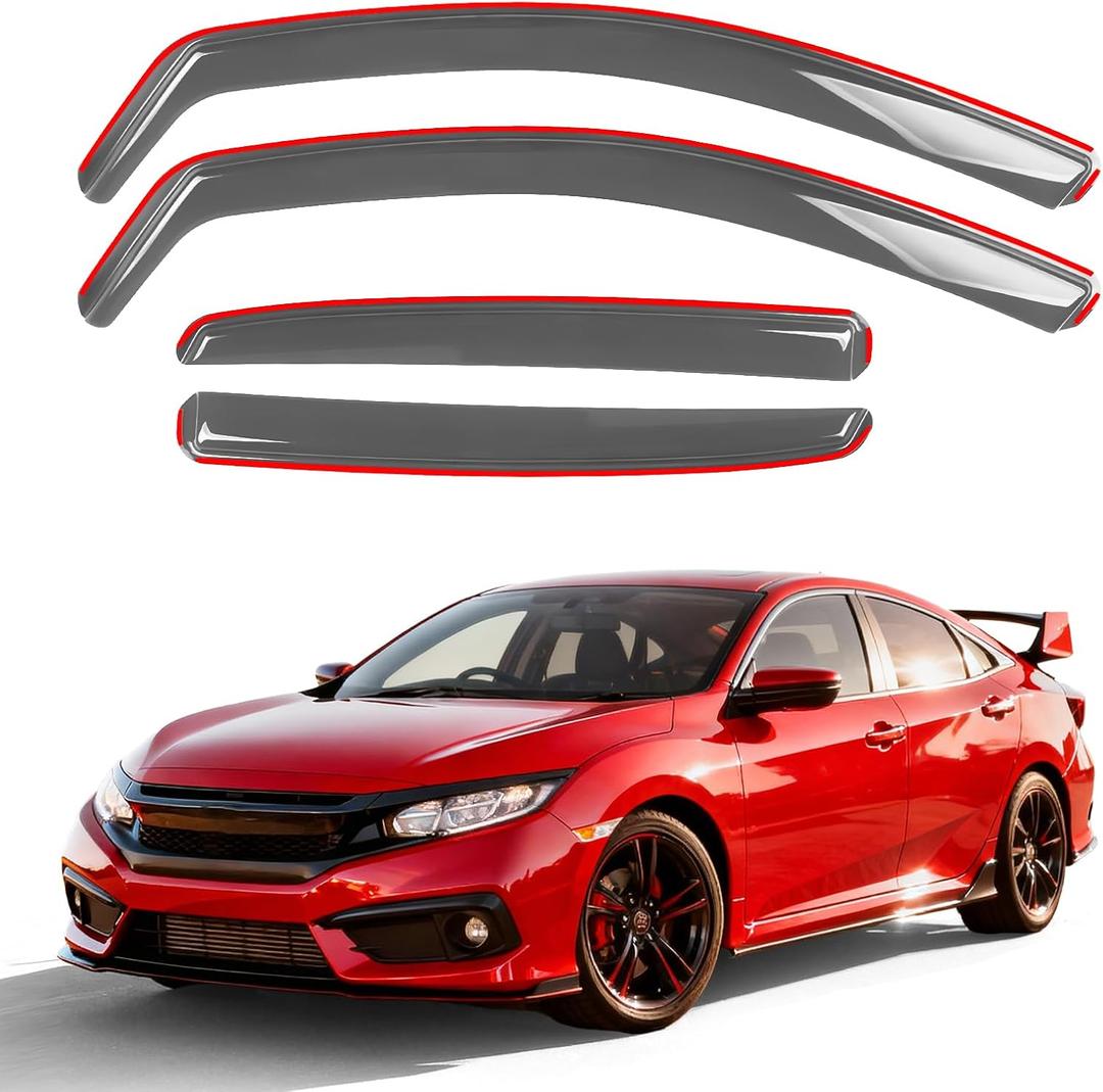 in-Channel Window Rain Guards for 2016-2021 Honda Civic Hatchback (LX, Sport, EX, EX-L, Sport Touring), Window Deflectors Window Visors for 2013 Honda Civic Accessories (Not for Sedan