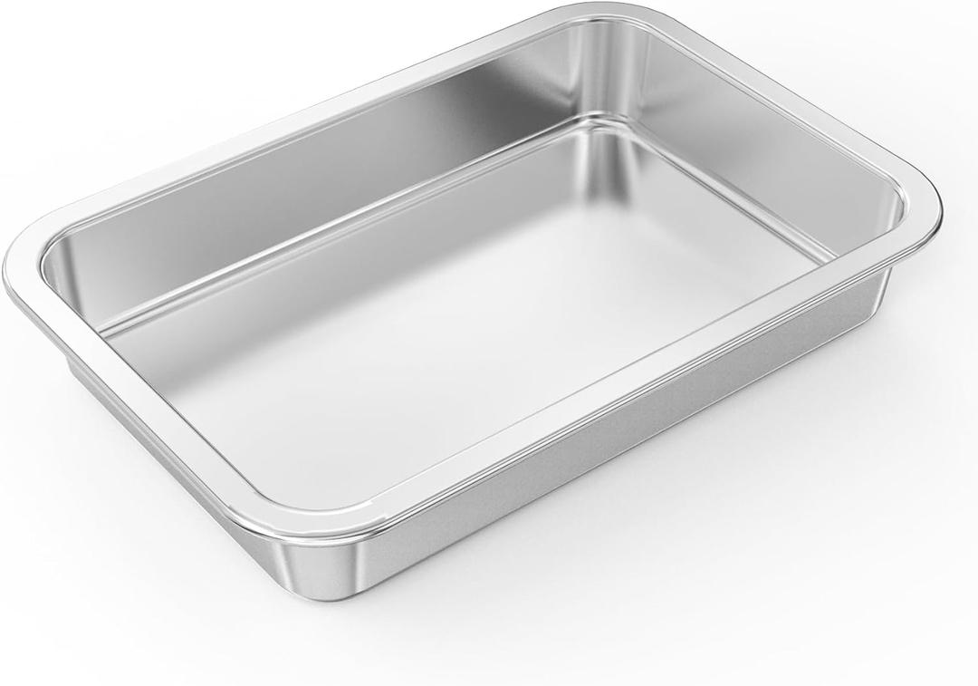 onlyfire Stainless Steel Baking Pan Barbeque Grilling Pan for Baking Breads, Grilling Chicken, Vegetables, 12.4" X 8.5" X 1.9"