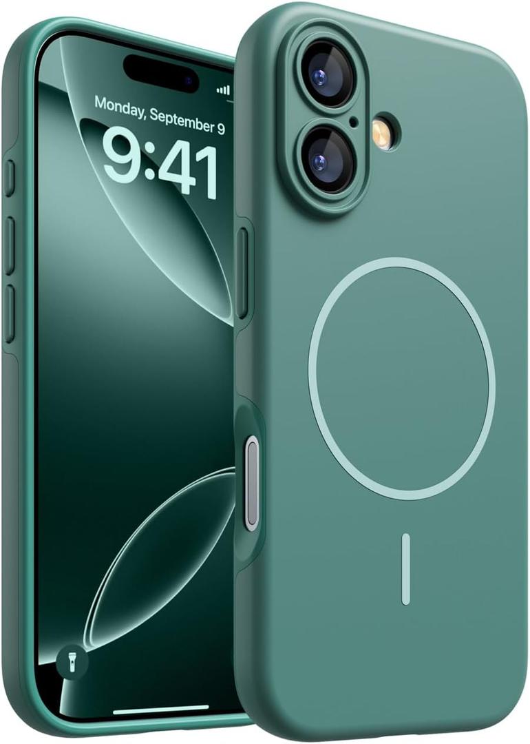 Magnetic for iPhone 17 Case, [Matte Solid Color] [Full Camera Protection] Protective Case for iPhone 17 - Deep Green