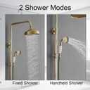 Homevacious Antique Brass Outdoor Shower Kit Exposed Shower 8 Inch High Pressure Rain Shower Head with Hand Spray Bathroom Shower Faucet System Double Knobs Cross Handle 3-function Design