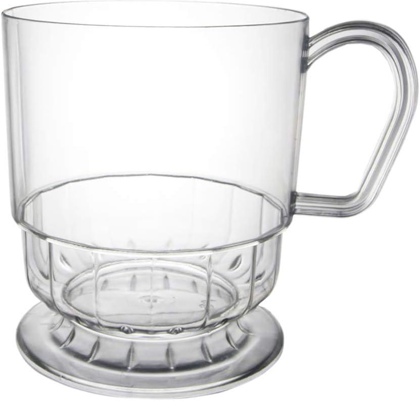 Party Essentials 8-Ounce Hard Plastic Tea Mugs/Coffee Cups with Handles, 40-Count, Deluxe Clear