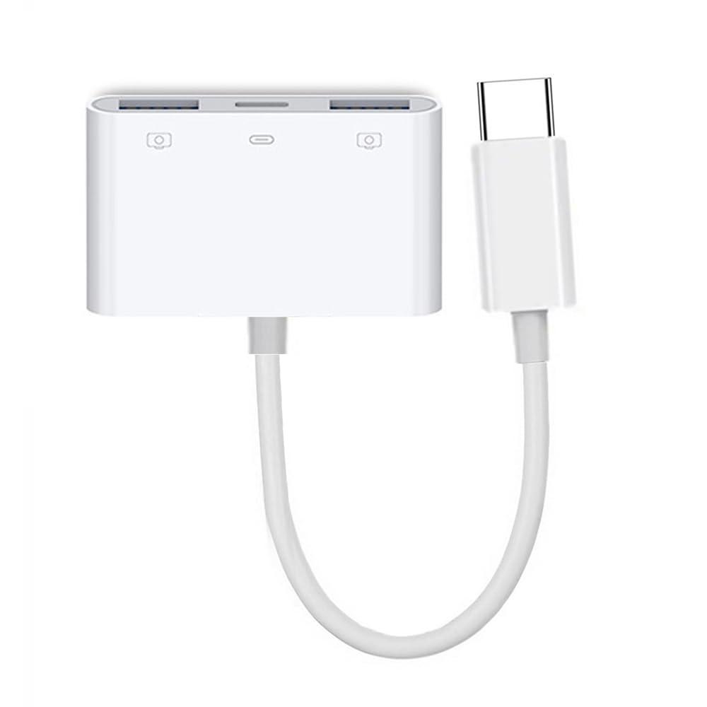 cablecc 5Gbps USB-C Type C to Dual USB3.0 Type-A Female with PD Power Charge Adapter Compatible with Laptop Tablet Phone