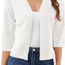Bbonlinedress Women's 3/4 Short Sleeve Cardigans Lightweight Winter Cropped Sweater Button Up Knit Tops Shrug 2025 (White, S)