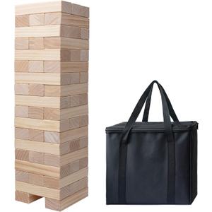 PetGirl Giant Tumble Tower, Pine Wooden Topple Game Classic Block Stacking for Kids/Adults/Family, 54 PCS (Stack from 1.77Ft to Over 4Ft)