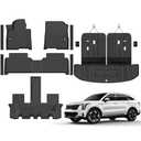 Floor Mats & Trunk Mat with Backrest Mat for 2021-2026 Kia Sorento Hybrid | All Weather TPE Rubber Cargo Liner Back Seat Cover 3rd Row for 2026 Sorento hybrid 6&7 Seats Accessories(Not for fuel)