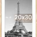 upsimples 20x30 Poster Frame, Display Pictures 16x24 with Mat or 20x30 Without Mat, Wall Hanging Picture Frame, Natural, 1 Pack