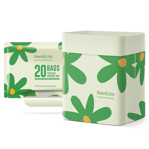 KeenEcho Disposable Car Garbage Bin Bags, Vomit Trash Bags made with Recycled HDPE for Boat, Plane, Travel, Camping, Bedroom, Study Room, Office and Car, 20 pcs