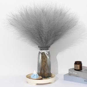 Grey Pampas Grass Decor 30 Pcs 21.7 Inch Faux Gray Pampas Grass Bulk Artificial Dried Flowers Small Vase Filler Pompas Grass.