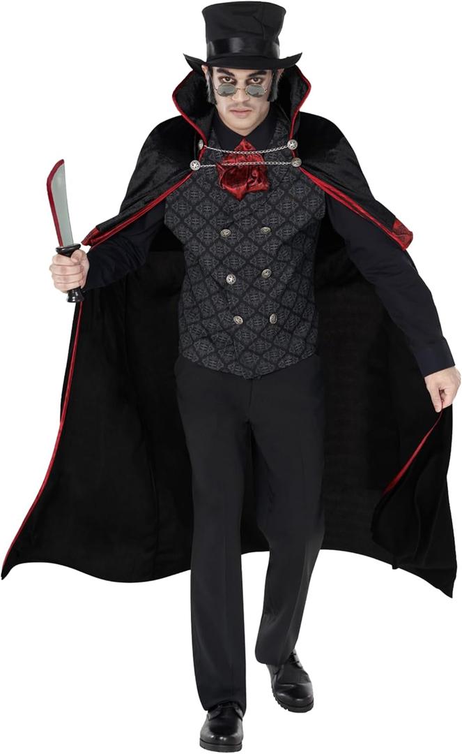 Morph Gothic Vampire Costume for Men - Jack The Ripper Cape - Adult Vampire Outfit - Spooky Halloween Attire (Large)