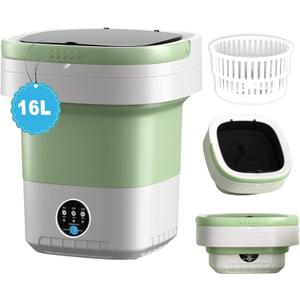Mini Washing Machine and Dryer,16L Foldable Mini Washer for Underwear,Upgraded Collapsible Washing Machine for Baby Clothes, Socks, Apartment (Green) Mini Washing Machine and Dryer,16L Foldable Mini Washer for Underwear,Upgraded Collapsible Washing Machine for Baby Clothes, Socks, Apartment (Green)