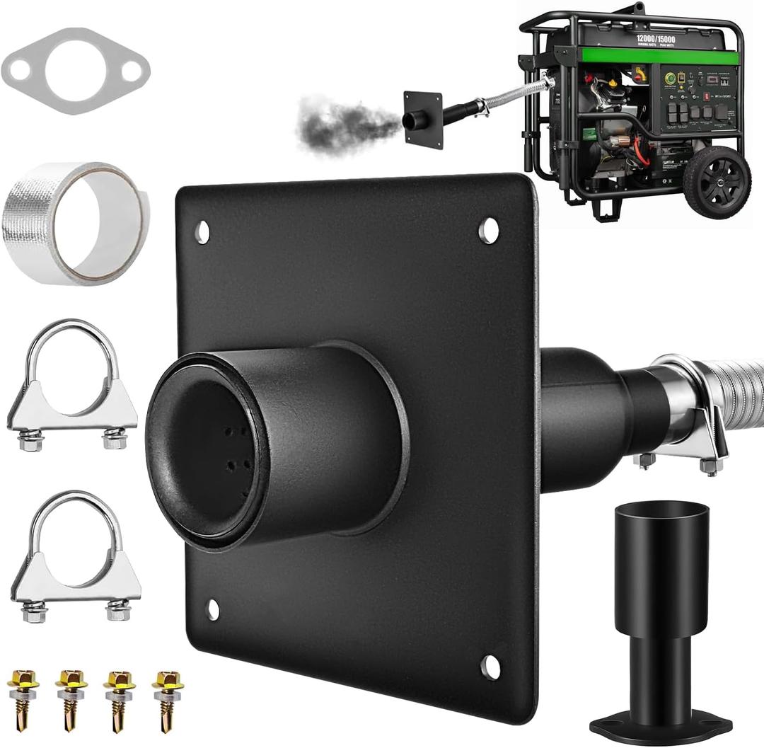 Generator Exhaust Extension Silencer Kit Compatible with Firman H07552 Wh03242 T07571/3 Honda Eu6500/7000,Generator Muffler Silencer Kit with Insulated Through-Wall Mounting Plate,Reduce Noise