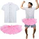 2 Pcs Halloween Detective Costume Adults Men Pink Tutu and Shirt Costume Accessories for Cosplay Classic Movie (X-Large)