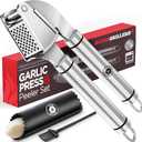 Alpha Grillers Garlic Press Stainless Steel - Professional Garlic Mincer and Crusher with Silicone Peeler Dishwasher Safe