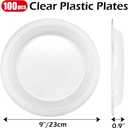 100 Count Clear Plastic Plates 9 Inch,Washable & ReusableDessert Plates Disposable,Cake Plates Disposable,Clear Plates For Party,Weddings and Events