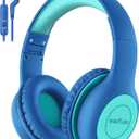 EarFun Kids Headphones Wired with Microphone, 85/ 94dB Volume Limit Headphones for Kids, Portable Wired Headphone with Shareport, Stereo Sound Foldable Headset for School/ Tablet/ iPad/ Kindle Blue Green