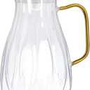 68 oz Glass Pitcher with Lid Water Pitcher with Handle and Spout Heat Resistant Water Carafes Jug Cold Brew Iced Tea Sun Tea Jar Bedside Drink Dispenser Milk(clear)