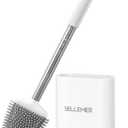 Sellemer Toilet Brush and Holder Set for Bathroom, Flexible Toilet Bowl Brush Head with Silicone Bristles, Compact Size for Storage and Organization, Ventilation Slots Base (1 Pack, Multicolor)