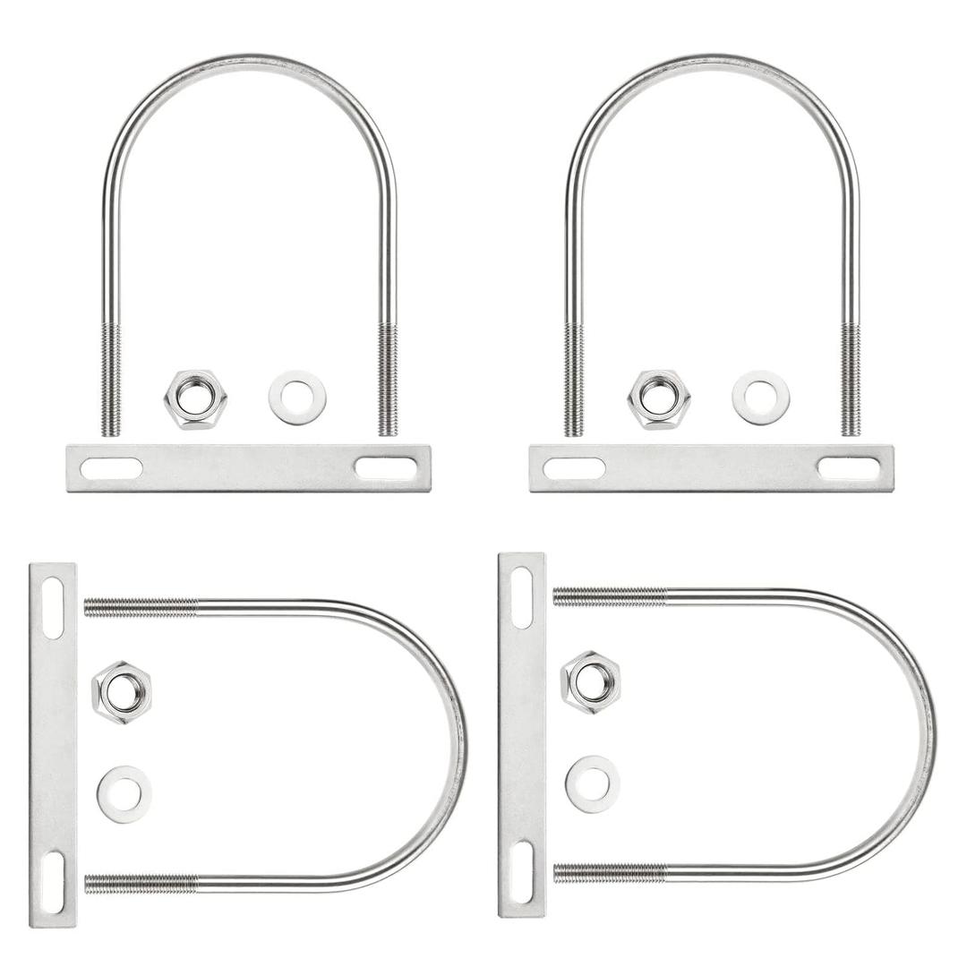 4Pack Round U-Bolts 5.4" Inner Widthx6.4 Length Stainless Steel U Bolts with Nuts, Frame Plate, Washers for Ski Boat, Fishing Boat or Sailboat Trailer