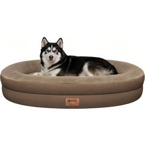 Orthopedic Dog Bed for Extra Large Dogs, XL Waterproof Dog Bed with Bolsters, Supportive Egg Crate Foam Pet Couch Bed with Removable Washable Cover & Non-Slip Bottom, Coffee