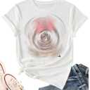 Women Graphic Tee Cute Holiday Vacation Shirt Short Sleeve Casual Tops (X-Large,White) (White, XL)