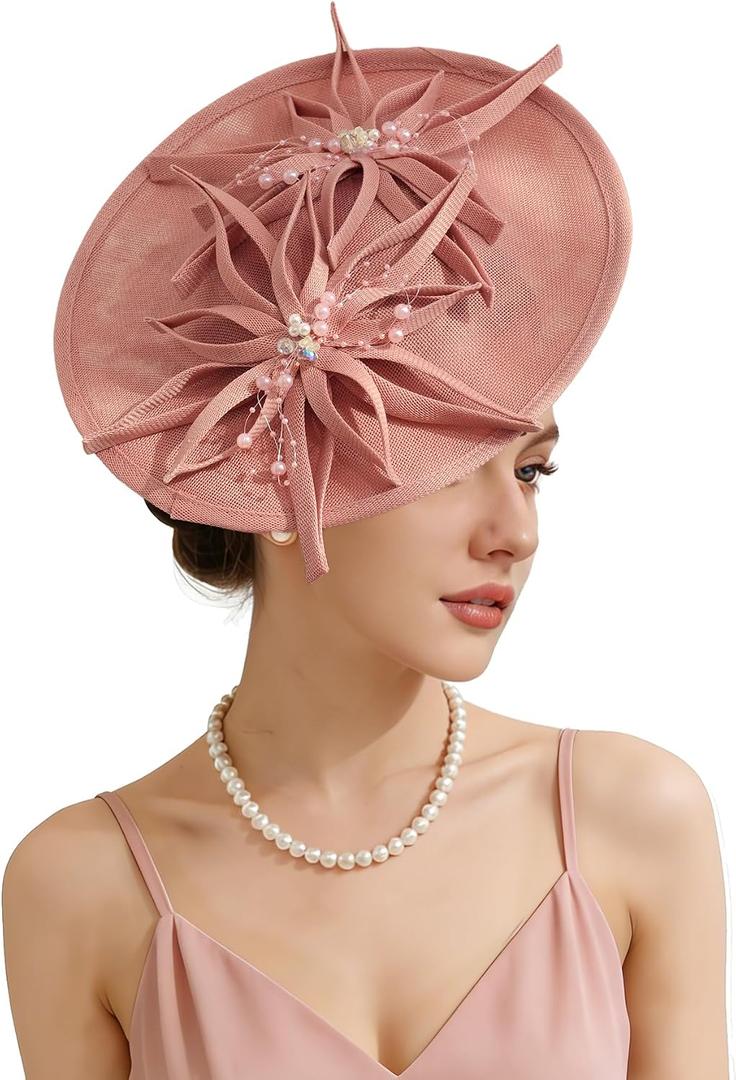 Unpifolov Fascinators Hats Elegant Women Flower Mesh Feathers Wedding Cocktail Bride Headband for Derby Hat Tea Party