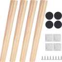 4 Pcs Wood Furniture Legs, 16 Inch Tapered Coffee Table Legs with Screws and Stainless Steel Plates, Inclined Replacement Furniture Feet for Sofa, Cabinet, Dresser, 15.7 inches