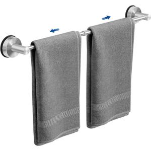 Adjustable Suction Cup Towel Bar for Bathroom Wall, 14.624 Inches Brushed Nickel Towel Bar, Stainless Steel Bath Towel Holder, Towel Racks for Bathroom Shower (Brushed Nickel)