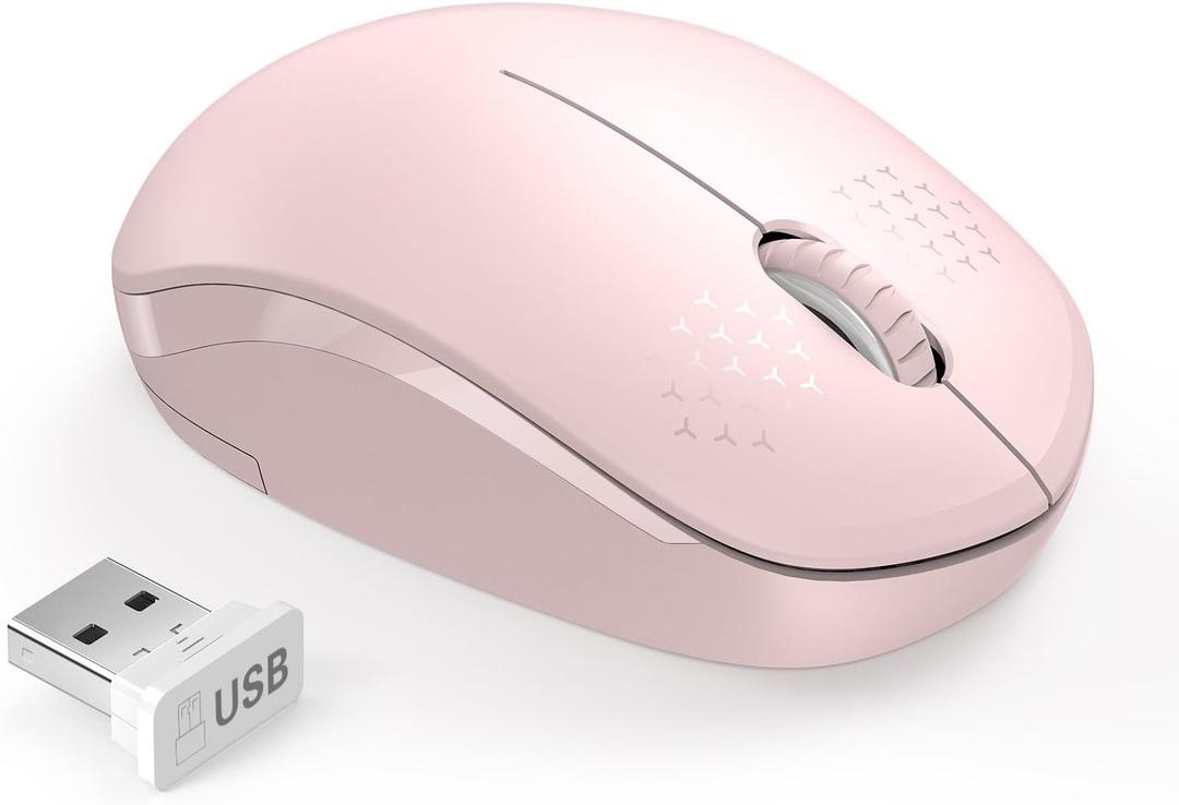 seenda Wireless Mouse for Laptop, 2.4G Noiseless Mouse with USB Receiver - Optical Tracking Portable Computer Mice for Chromebook, PC, Tablet, Windows System, 24 Months Battery Life - Pink