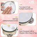 32 Pcs 4 Inch Tambourine with Drumsticks Wooden Hand Held Drum with Metal Jingles Percussion Musical Instrument for Church Wedding Party Gift Musical Educational Drum Instrument Party