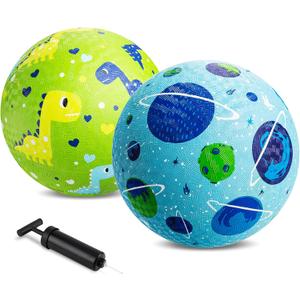 ZOOJOY Pack of 2 Cartoon Playground Balls, Balls for Toddler 3-12, 8.5" Rubber Ball Bouncy Kickball, Indoor & Outdoor Ball Game for Kids with Pump