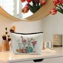 Science Teacher Gifts Makeup Bag - Floral Beakers Cosmetic Pouch (Chemistry - Flower)