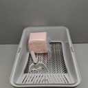 Stainless Steel Litter Box for Pine Pellet Cat Non Clumping Litter System | XXL Sifting Cat Box with Lid for Big Cats | High Sided, Anti-Urine Leakage | Non-Stick Bottom (Silver Gray)