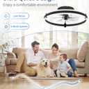ZMISHIBO Ceiling Fans with Lights and Remote, 19.7'' Low Profile Ceiling Fan, 3000-6000K Dimmable Modern Flush Mount LED Fan Light, 6 Wind Speeds, Black Fandelier Ceiling Fans for Bedroom