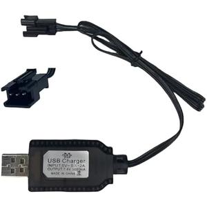 7.4V USB Charger Cable with SM-3PIN Plug Compatible RC Car RC Plane RC Tank RC Boat and Other Remote Control Toys for Universal 7.4V 2S Lipo Battery USB Charger with Battery Protection