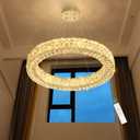YLKP 32 Inch Chandelier Glam Dimmable LED Crystal Chandeliers Luxury Round Pendant Lighting Fixtures for Dining Room Bedrooms Gold